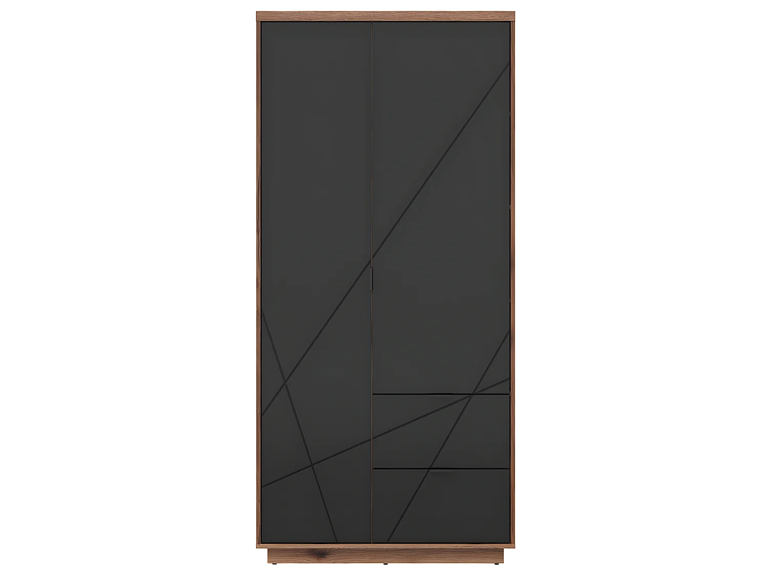 Armadio 2 ante 2 cassetti Sven nero e marrone 201cm