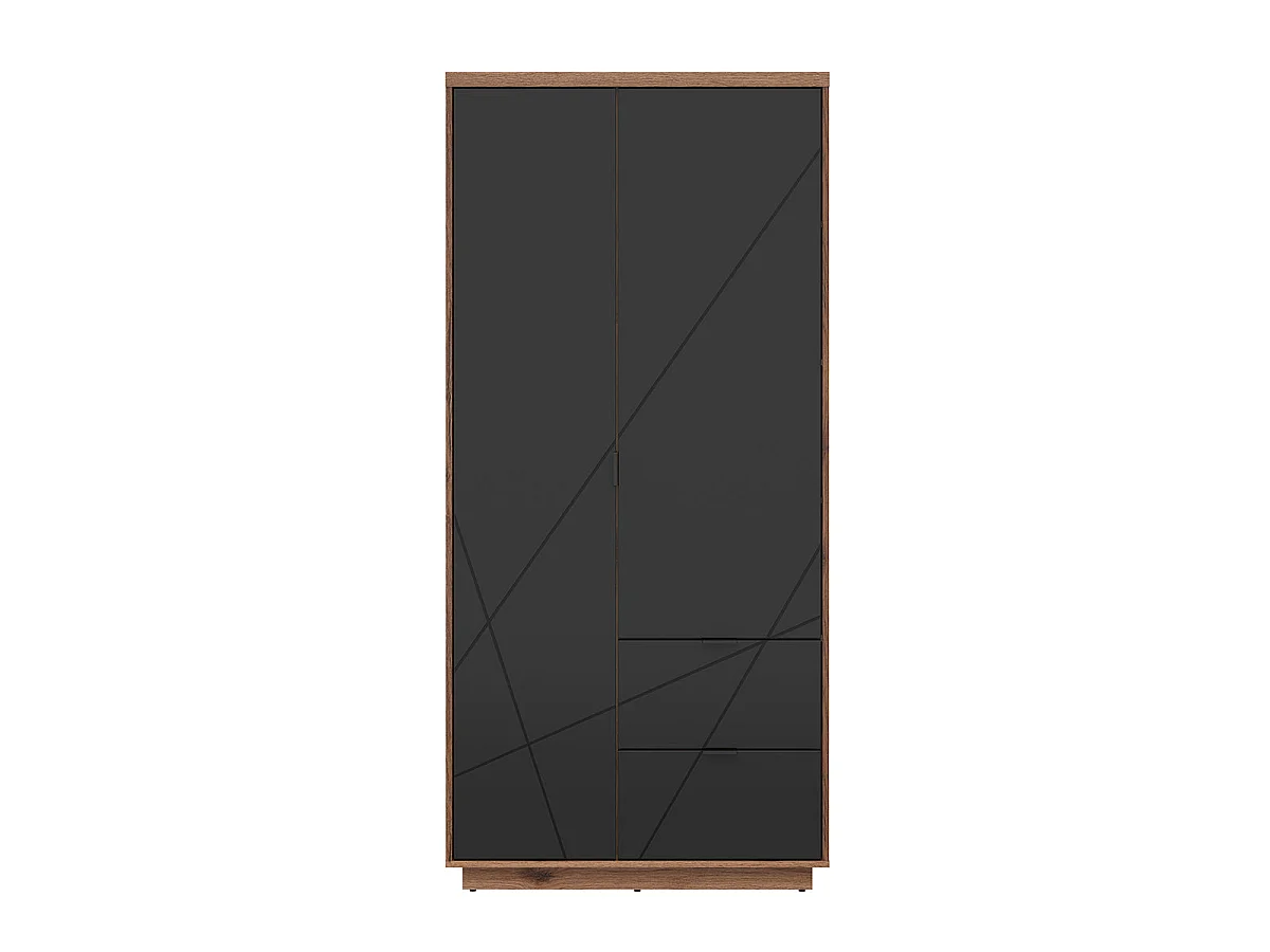 Sven Black and Wood 2-door 2-drawer wardrobe