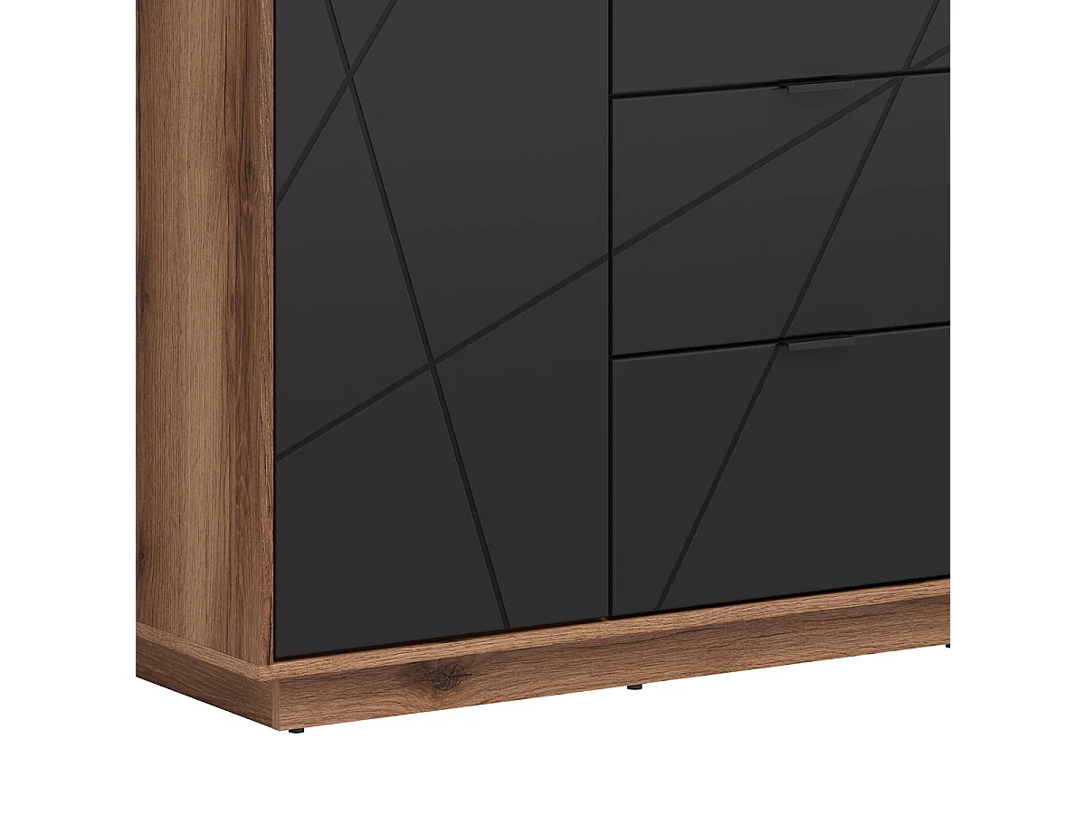 Sven Black and Wood 2-door 2-drawer wardrobe