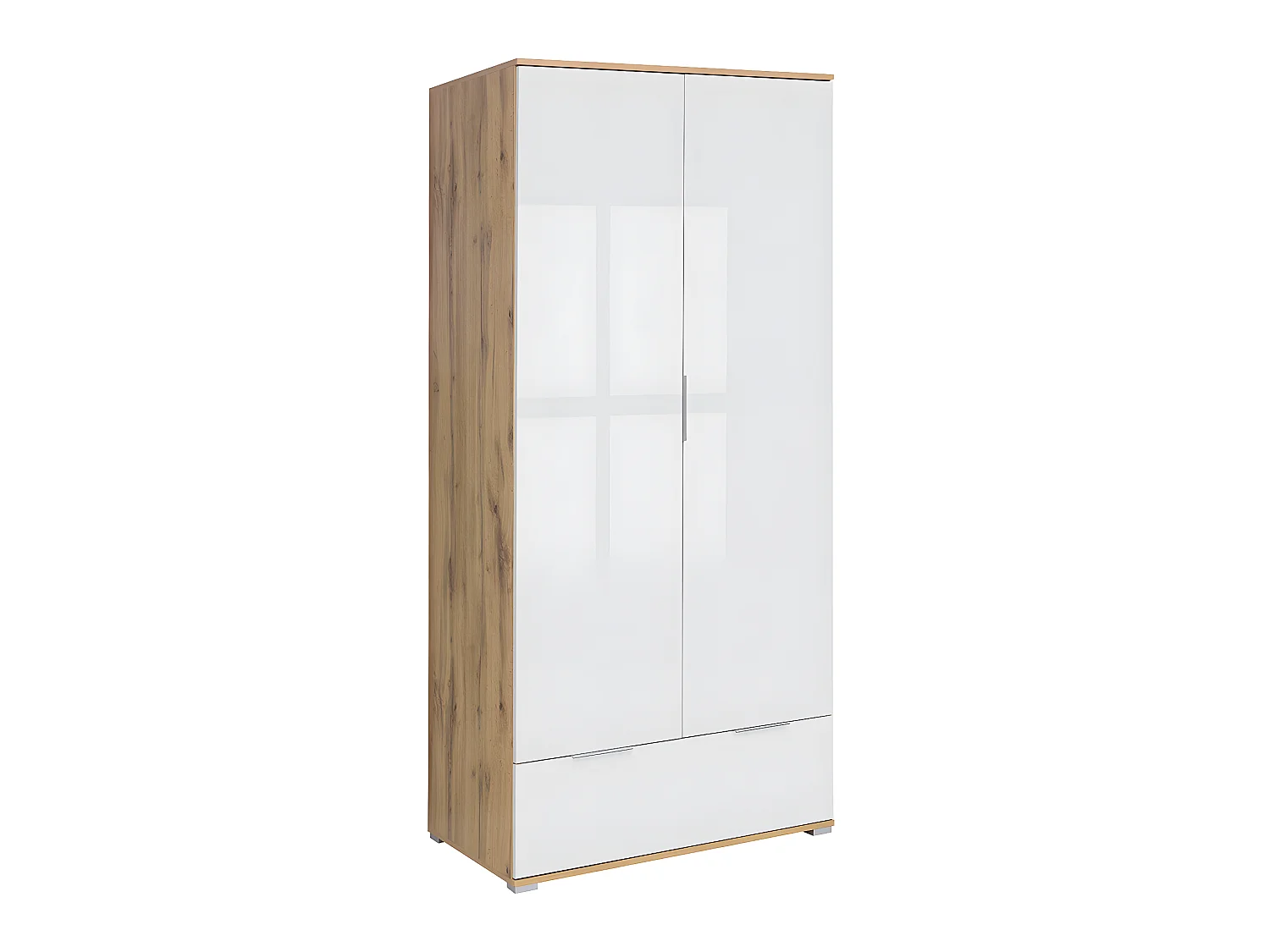 Armoire 2 portes 1 tiroir Selma Blanc et Bois