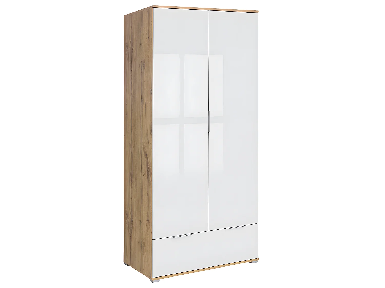 Armoire 2 portes 1 tiroir Selma Blanc et Bois