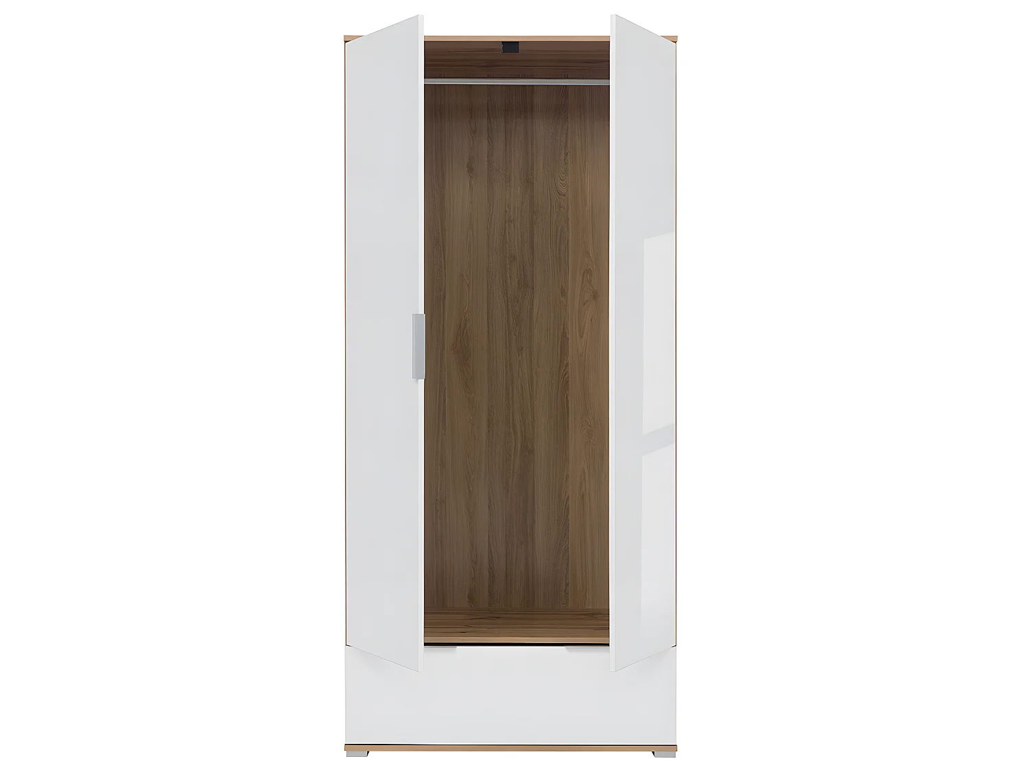 Armoire 2 portes 1 tiroir Selma Blanc et Bois