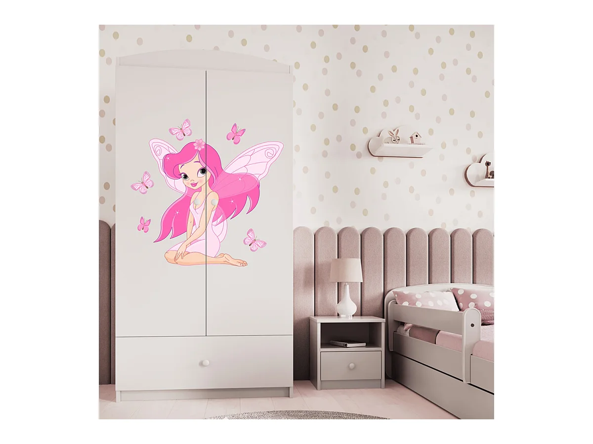 Schrank 2 Türen 1 Schublade Kocot Kids Babydream Die Fee mit den Schmetterlingen - Weiß