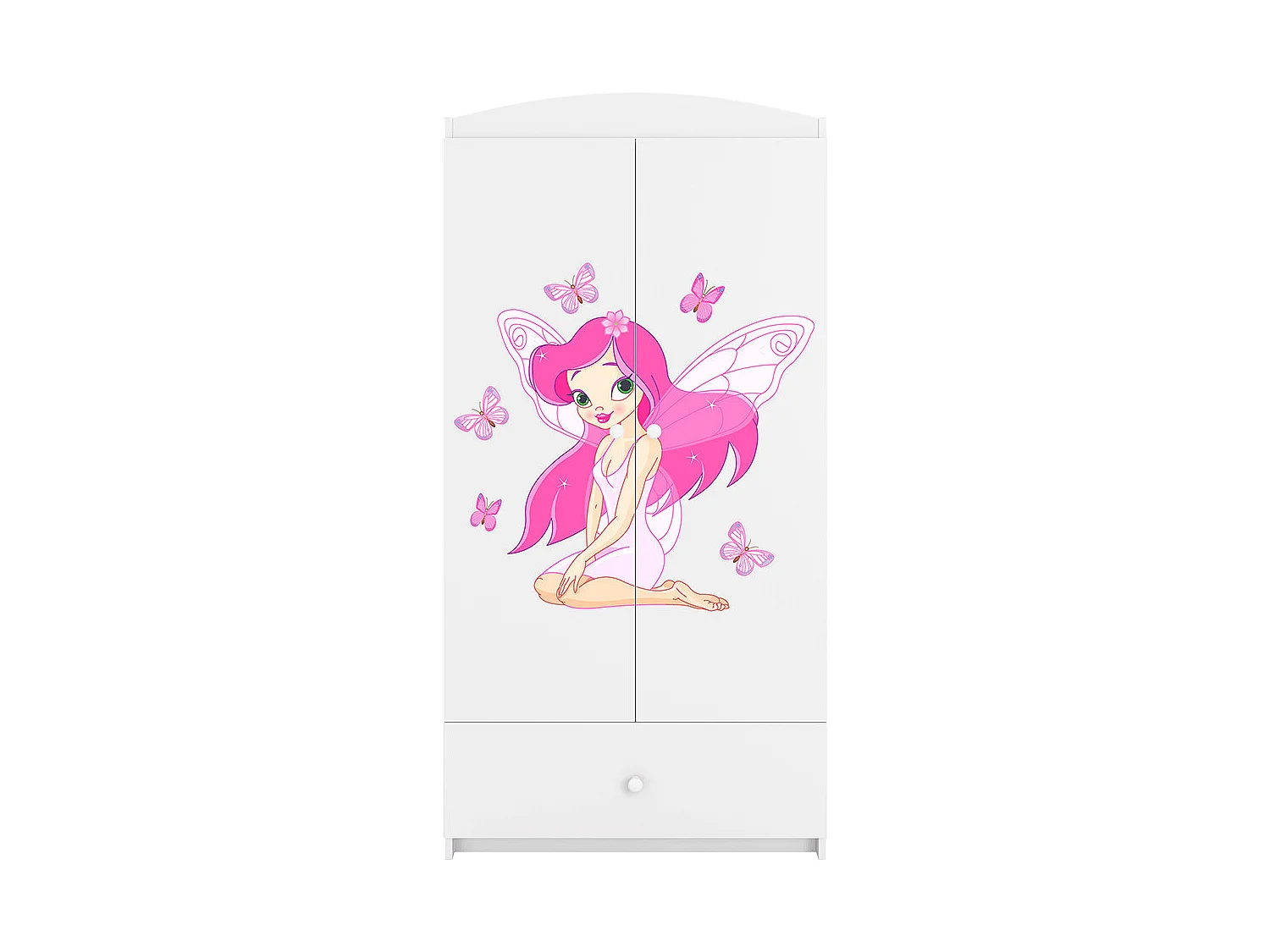 Armoire 2 portes 1 tiroir Babydream La fée aux papillons - Blanc