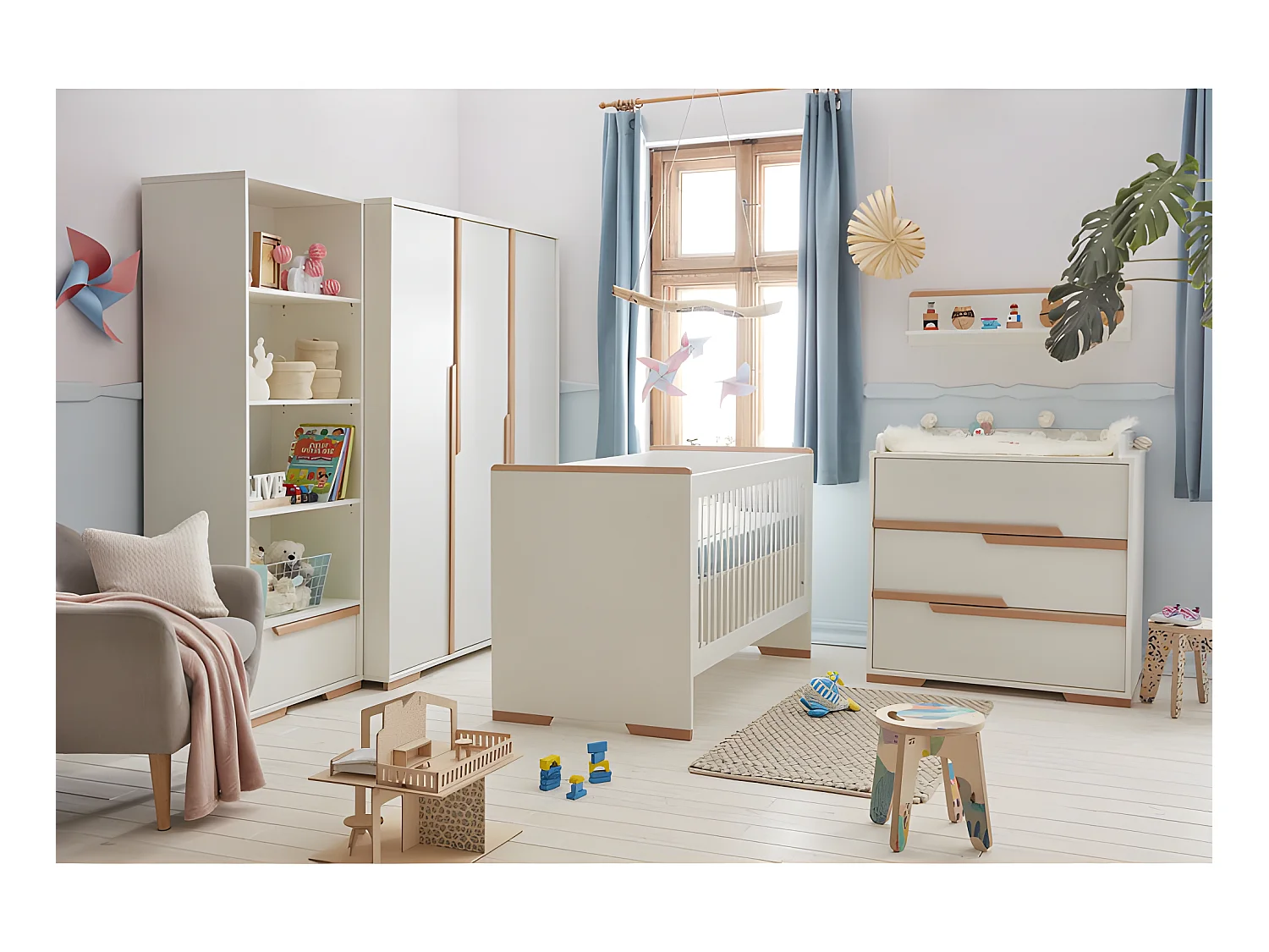 Armoire 3 portes Snap Blanc et bois