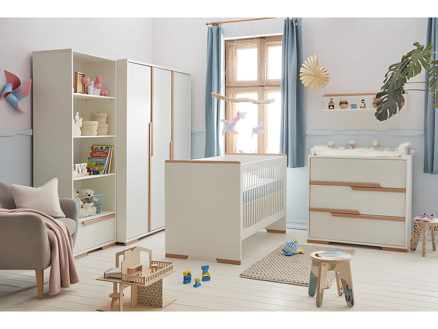 Armoire 3 portes Snap Blanc et bois