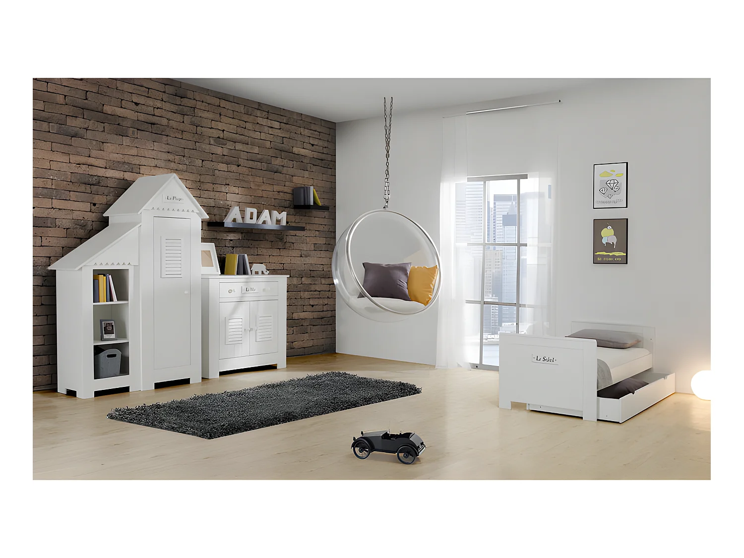 Armoire 1 porte Marsylia MDF Blanc