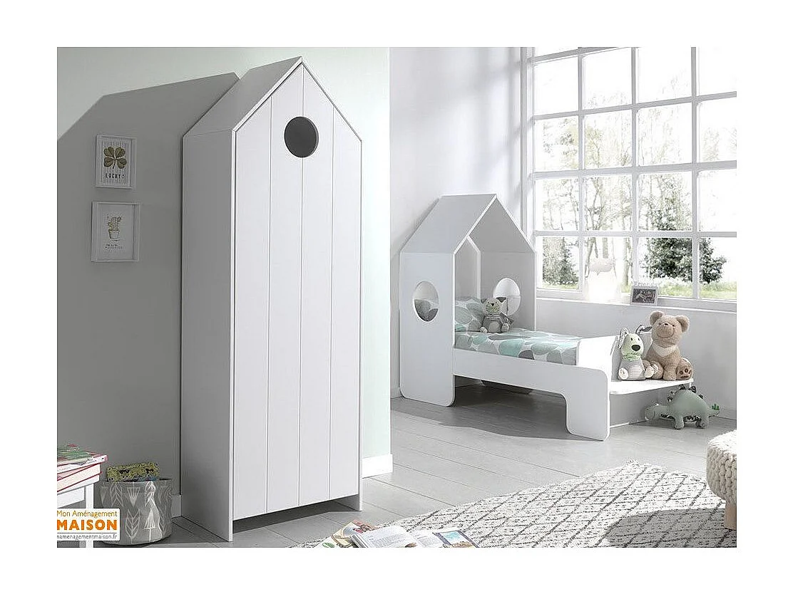 Armoire Enfant 4 Niveaux "Casami" 171cm Blanc