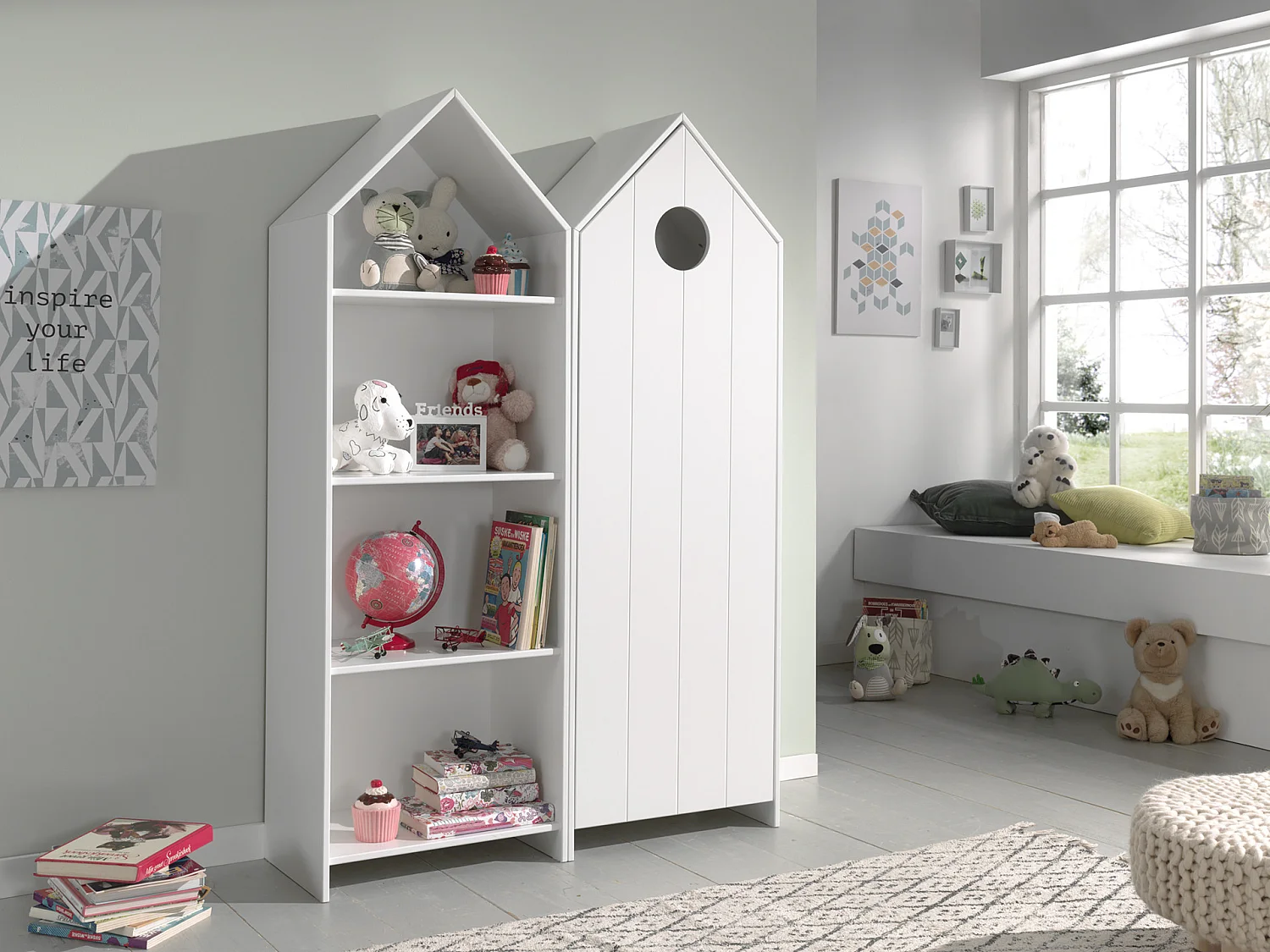 Armoire Enfant 4 Niveaux "Casami" 171cm Blanc