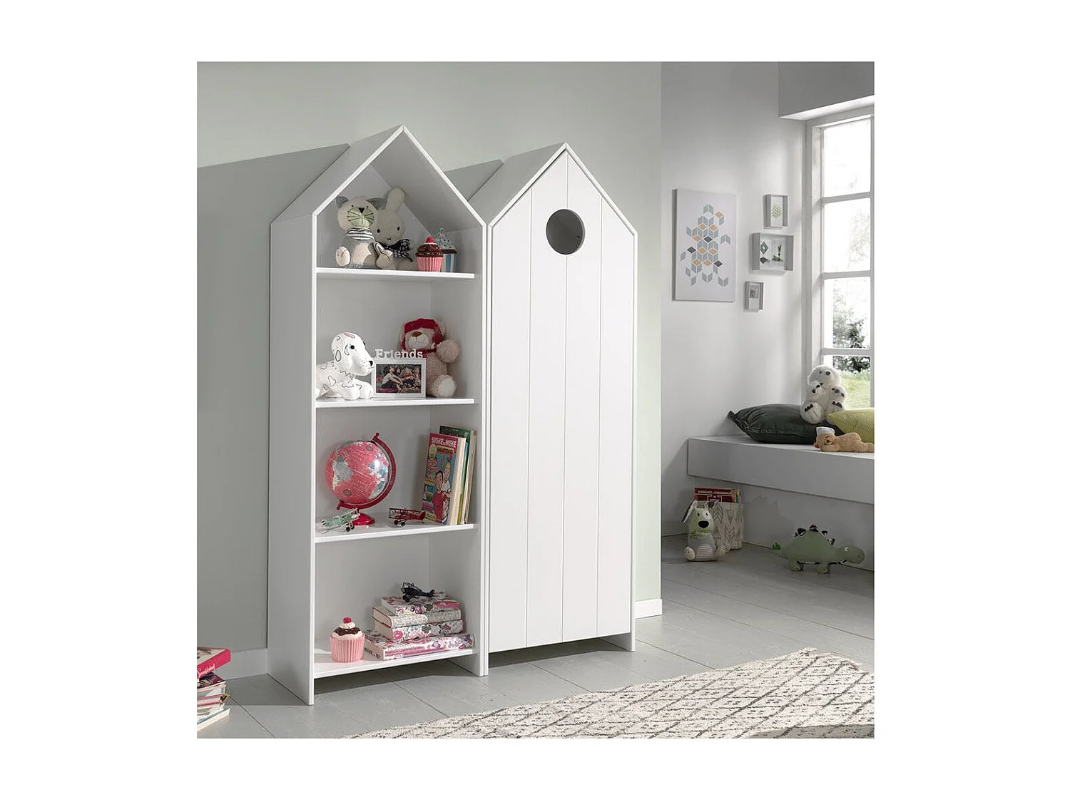 Armoire Enfant 4 Niveaux "Casami" 171cm Blanc