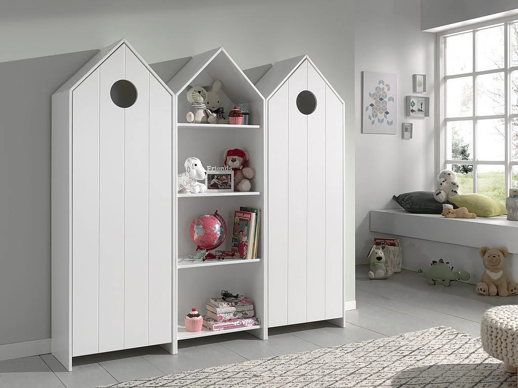 Armoire Enfant 4 Niveaux "Casami" 171cm Blanc