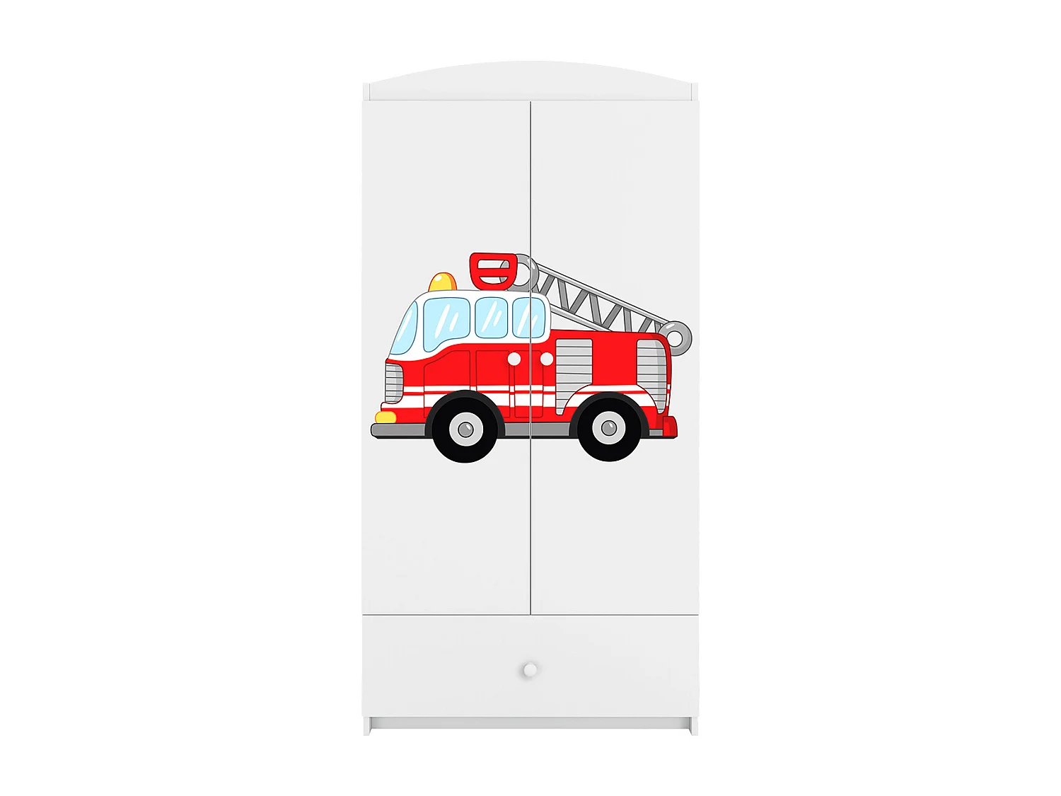 Schrank 2 Türen 1 Schublade Kocot Kids Babydream Feuerwehr - Weiß