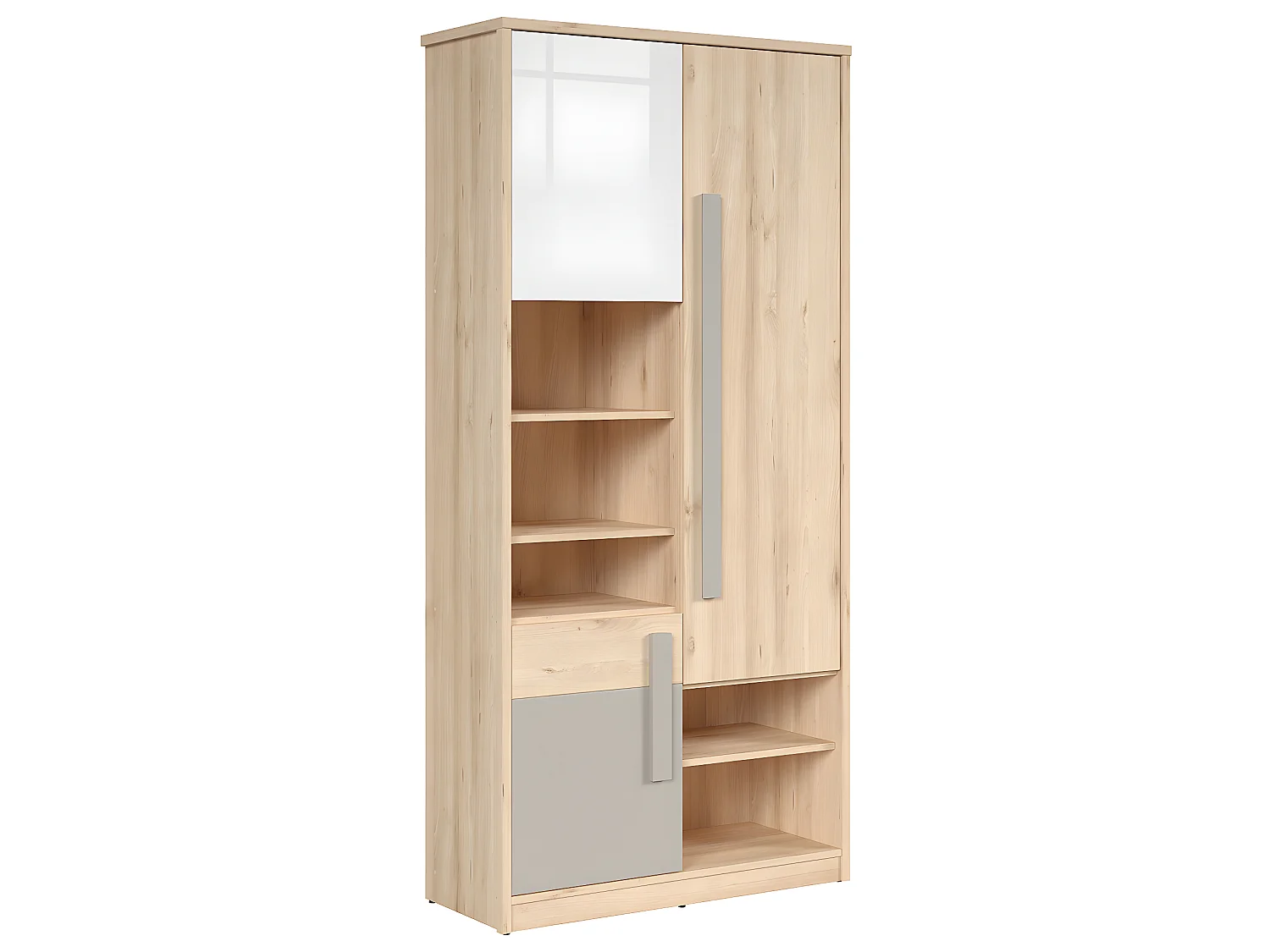 Armoire 3 portes Stella Bois Gris et Blanc