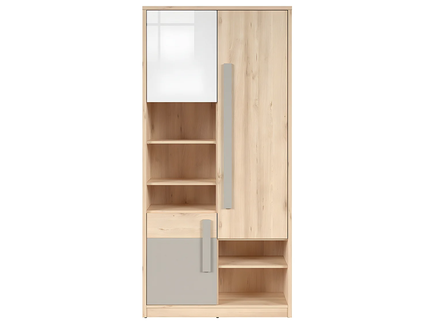 Armoire 3 portes Stella Bois Gris et Blanc