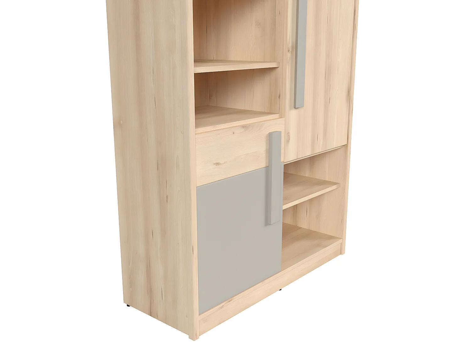 Armoire 3 portes Stella Bois Gris et Blanc