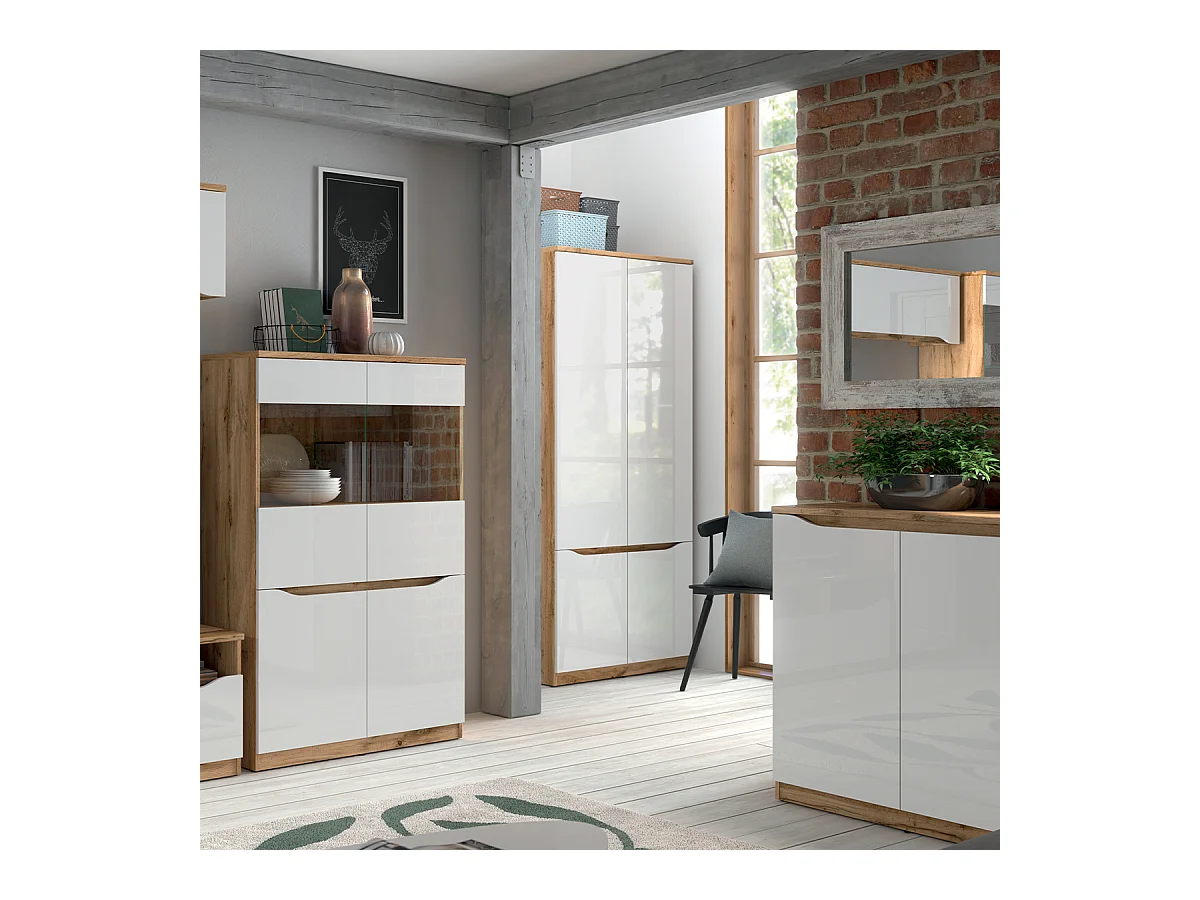 Armoire 2 portes June Blanc et Bois