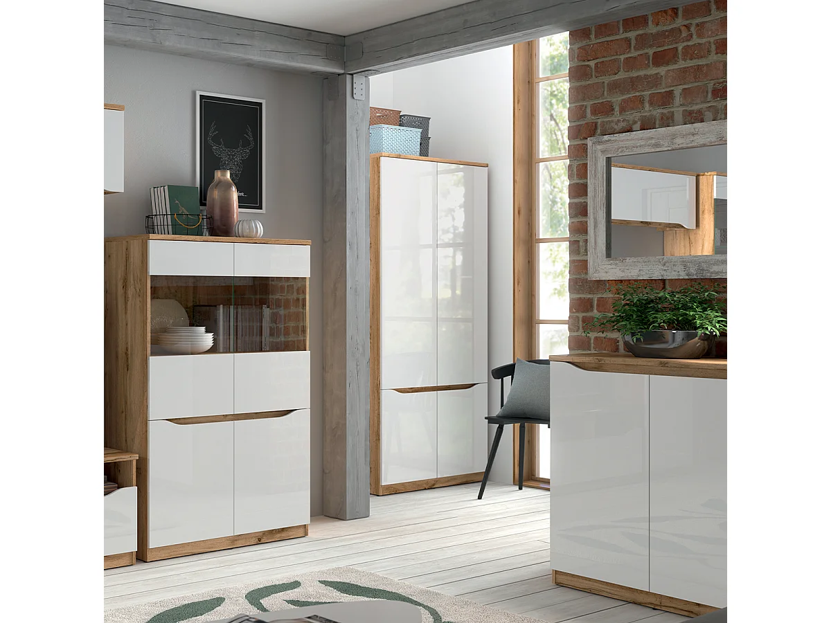 Armário 2 portas June branco e madeira 198cm