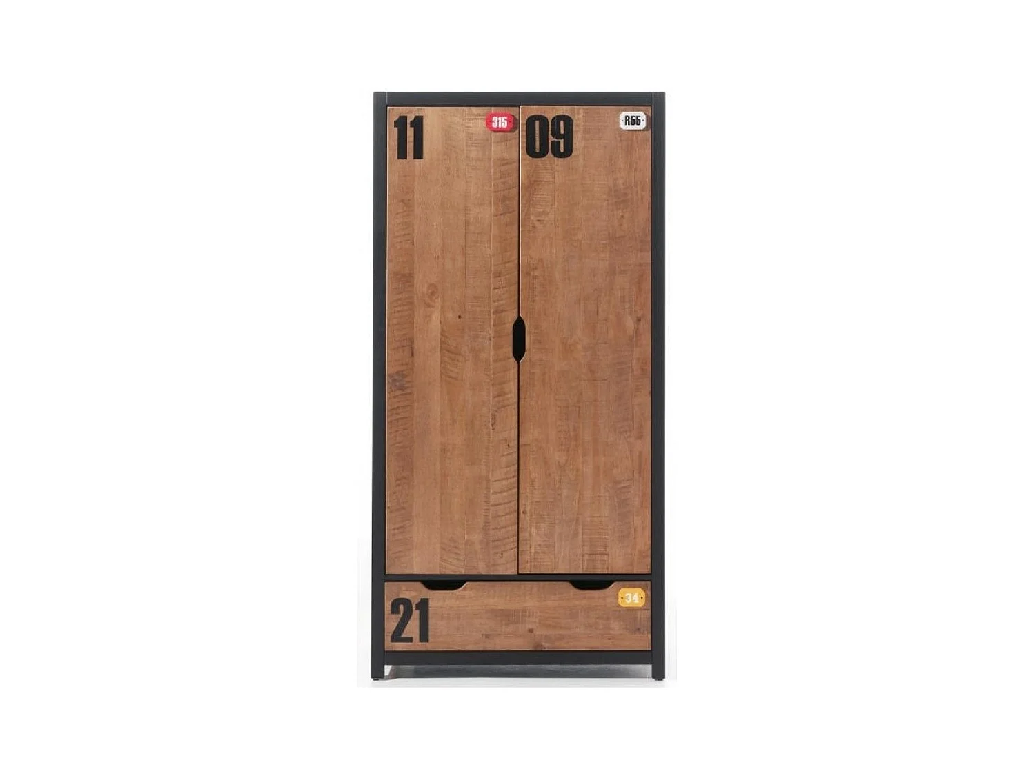 Armoire 2 Portes "Alex" 200cm Marron & Noir