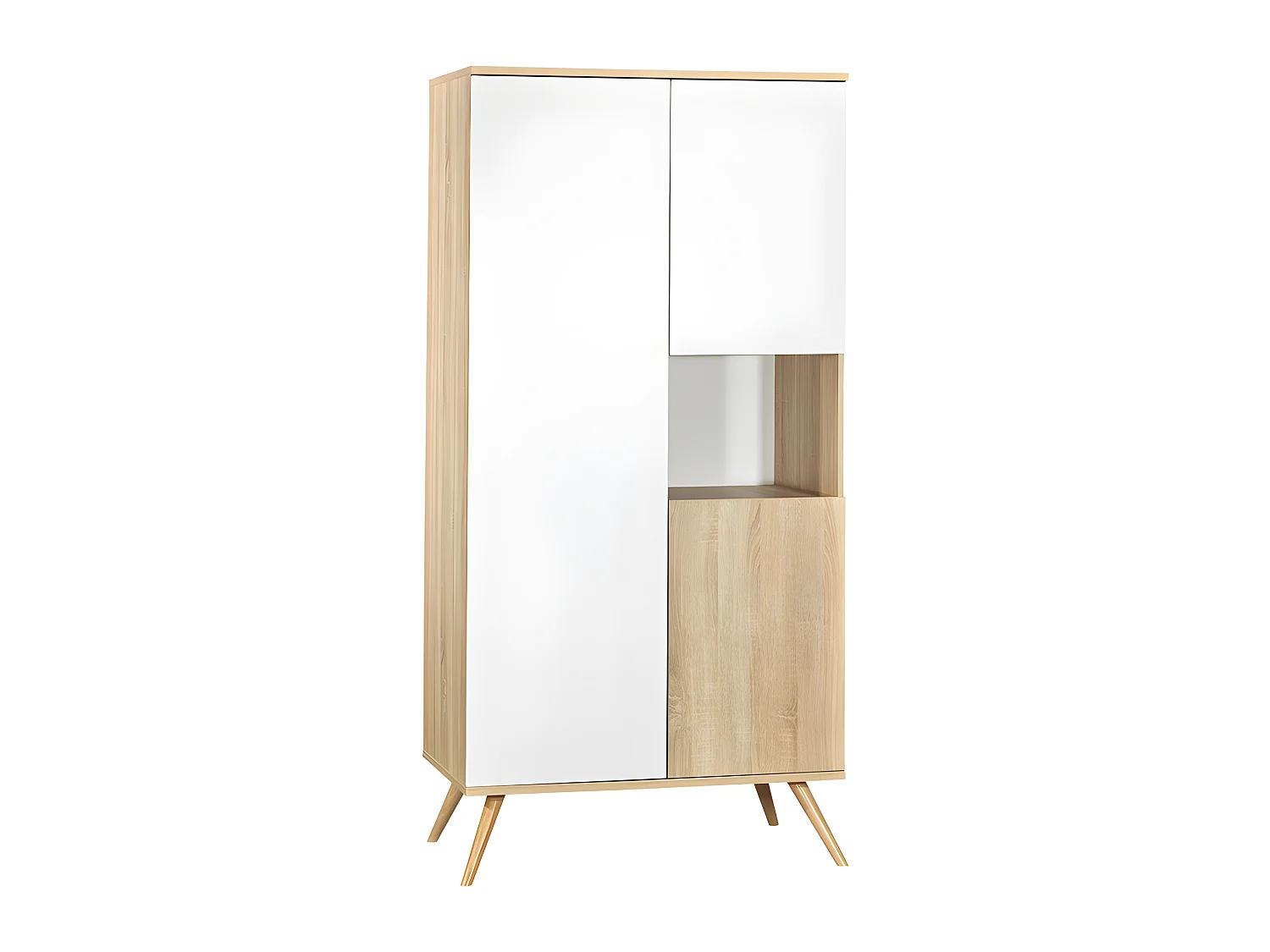 Armoire 3 portes 1 niche Seventies Bois et blanc
