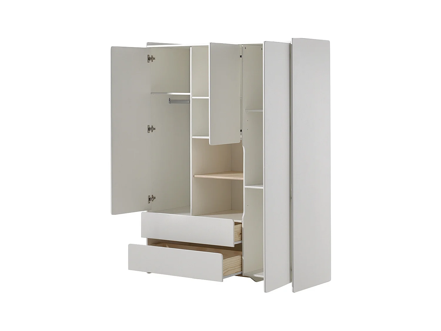 Armoire 3 Portes & 2 Tiroirs "Kiddy" 190cm Blanc