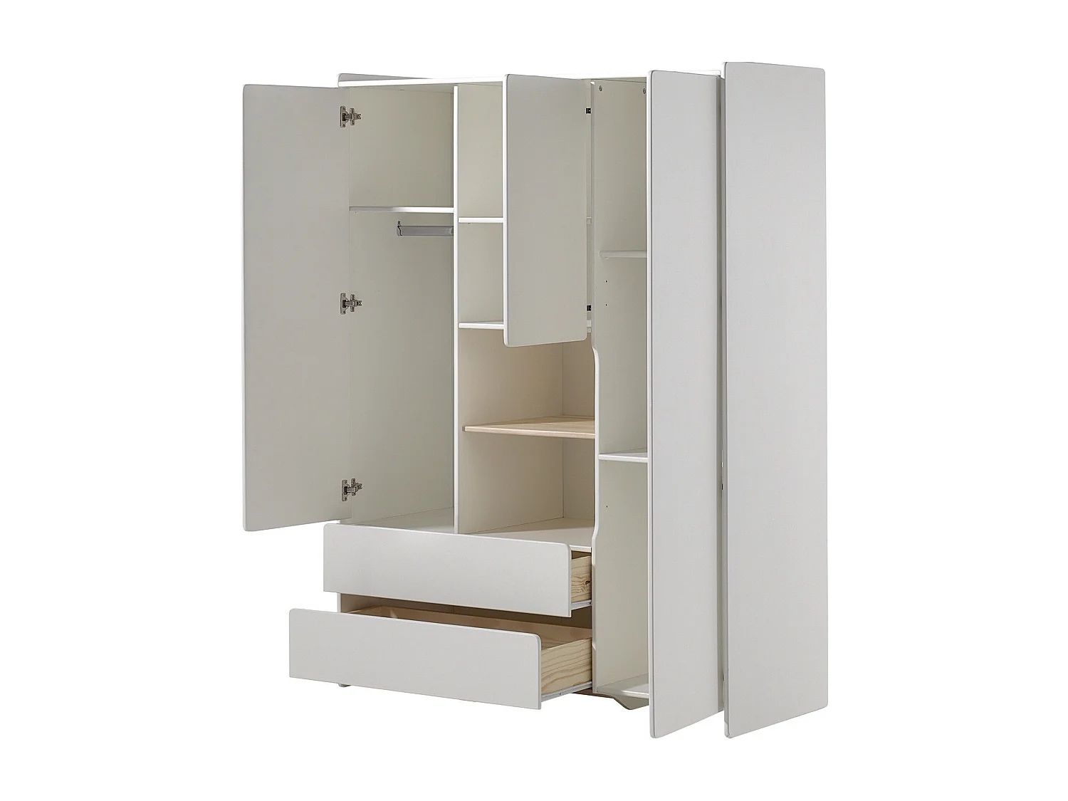 Armoire 3 Portes & 2 Tiroirs "Kiddy" 190cm Blanc