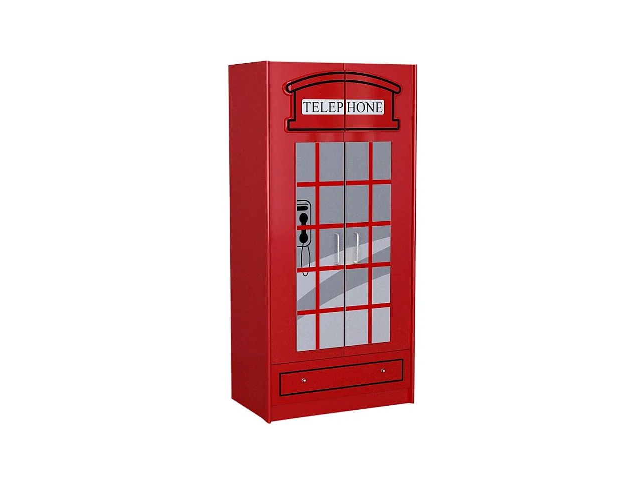 Armoire 2 Portes Cabine "Londres" 190cm Rouge