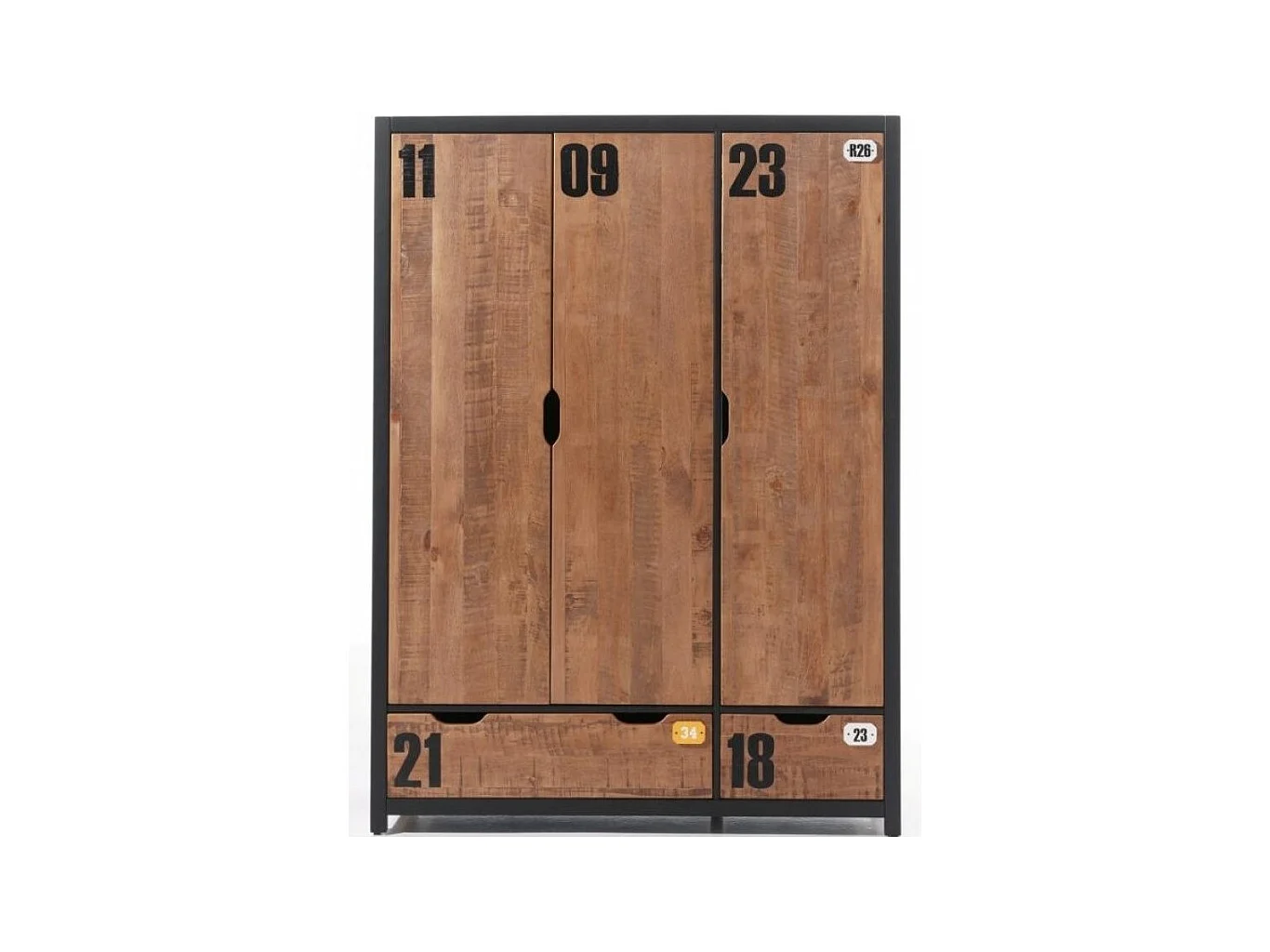 Armoire 3 Portes "Alex" 200cm Marron & Noir