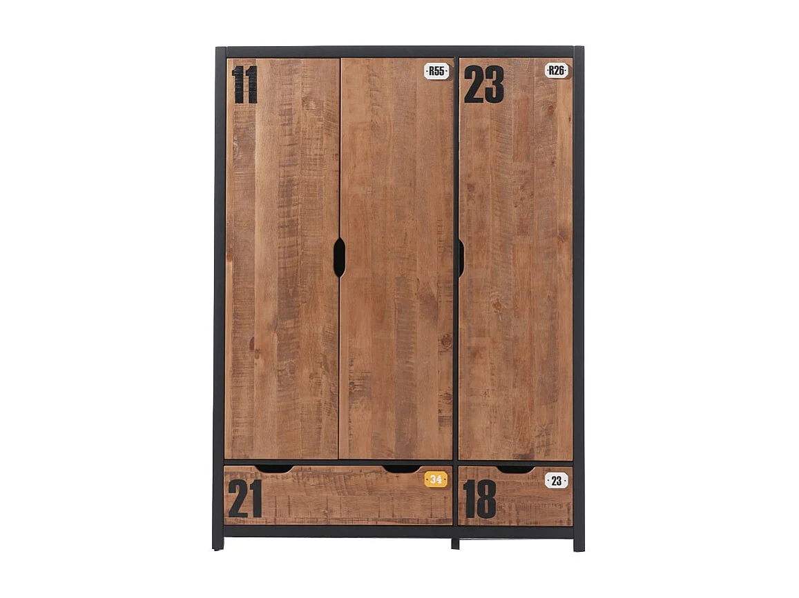 Armoire 3 Portes "Alex" 200cm Marron & Noir