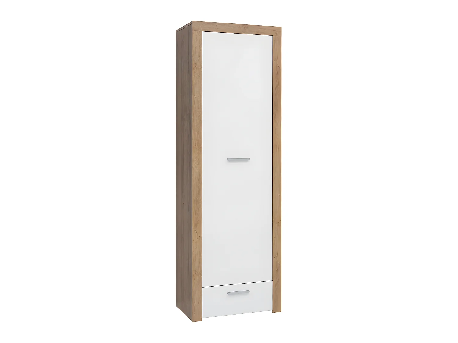 Armoire colonne 1 porte 1 tiroir Nora Blanc et Bois