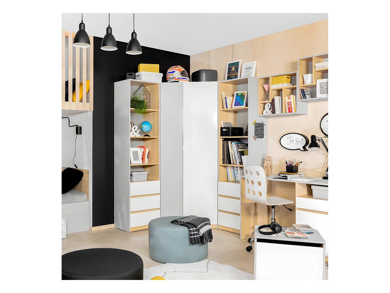 Pop Grijs en Wit 2-deurs hoekkast