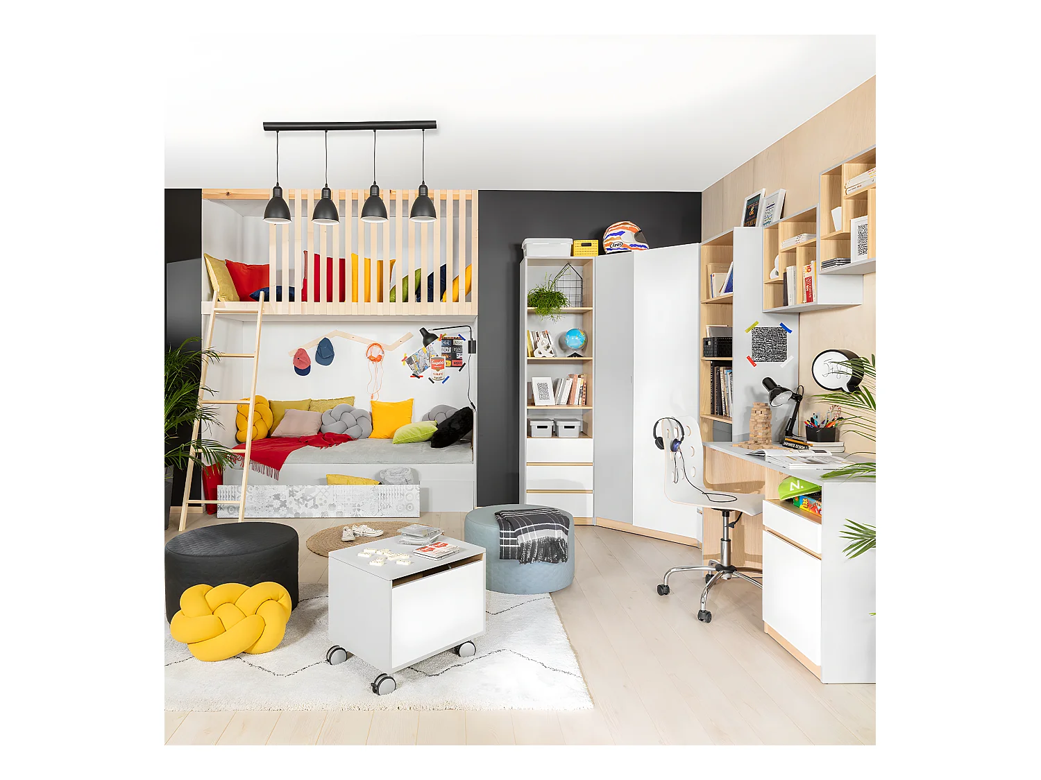 Pop Grijs en Wit 2-deurs hoekkast