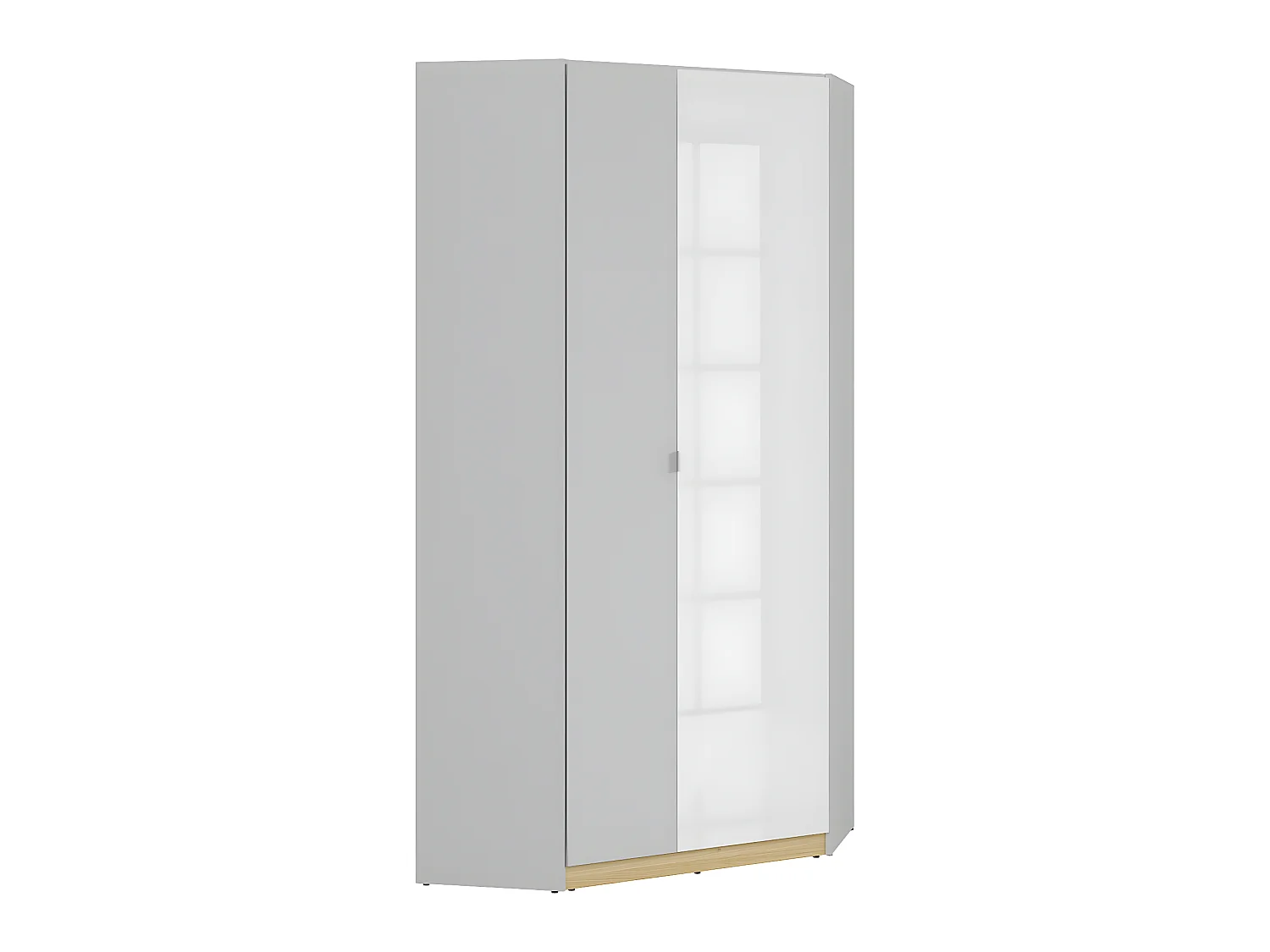 Armoire d'angle 2 portes Pop Gris et Blanc