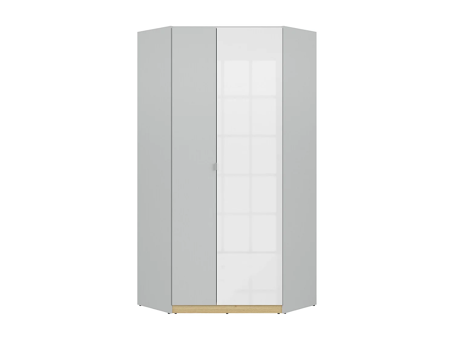Armoire d'angle 2 portes Pop Gris et Blanc