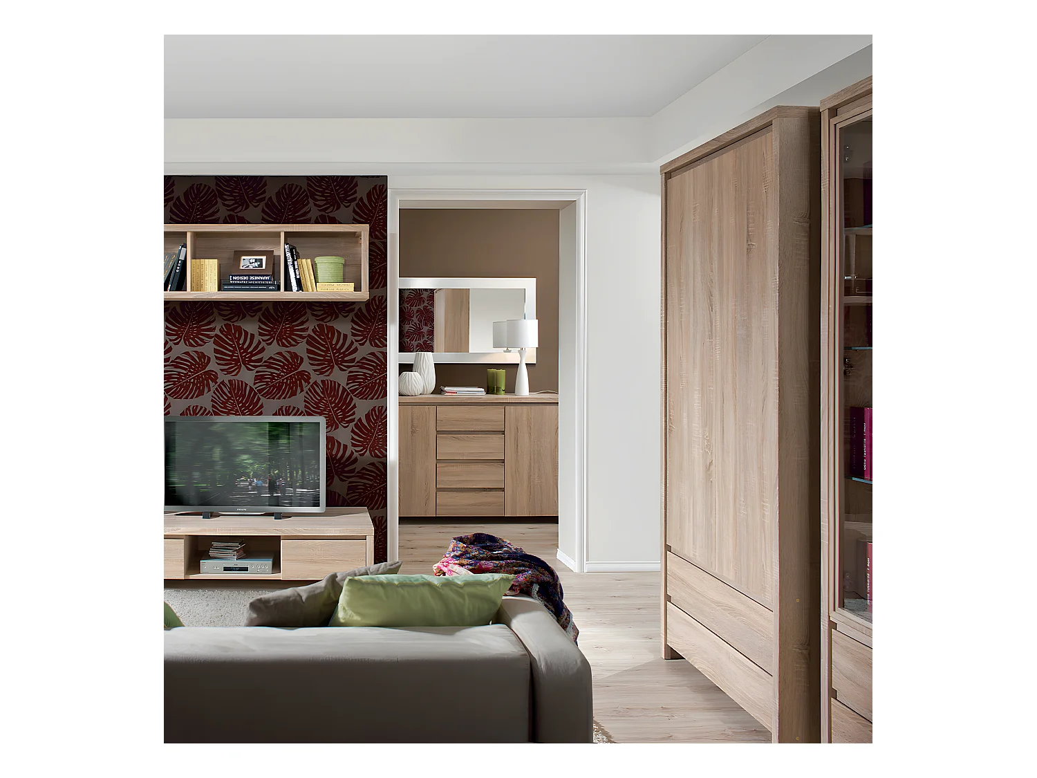 Armoire 2 portes 2 tiroirs Soren Bois