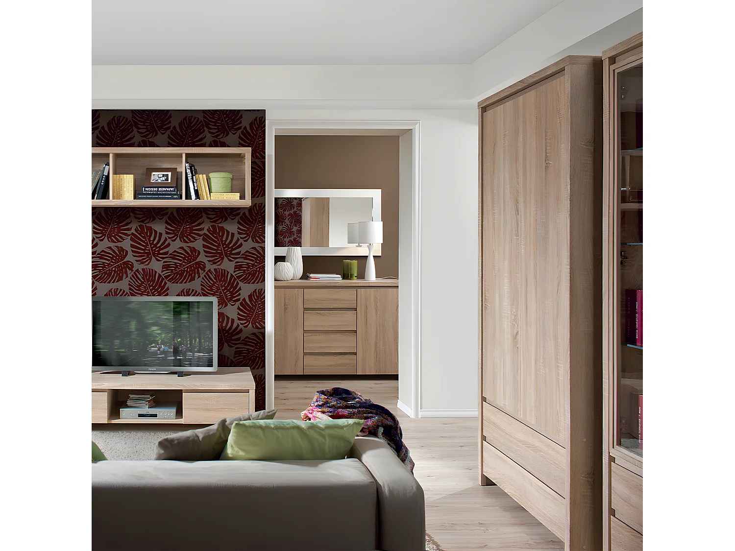 Soren 2-deurs kledingkast 2 laden Hout