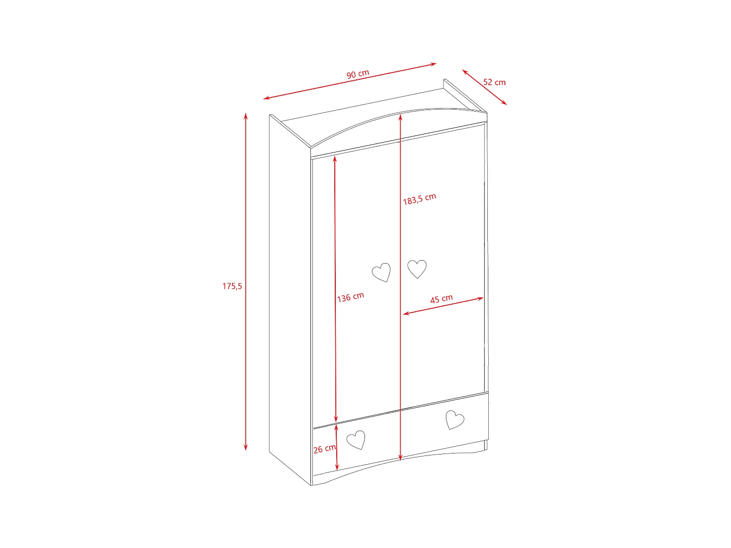 Schrank 2 Türen 1 Schublade Kocot Kids Julia - Weiß