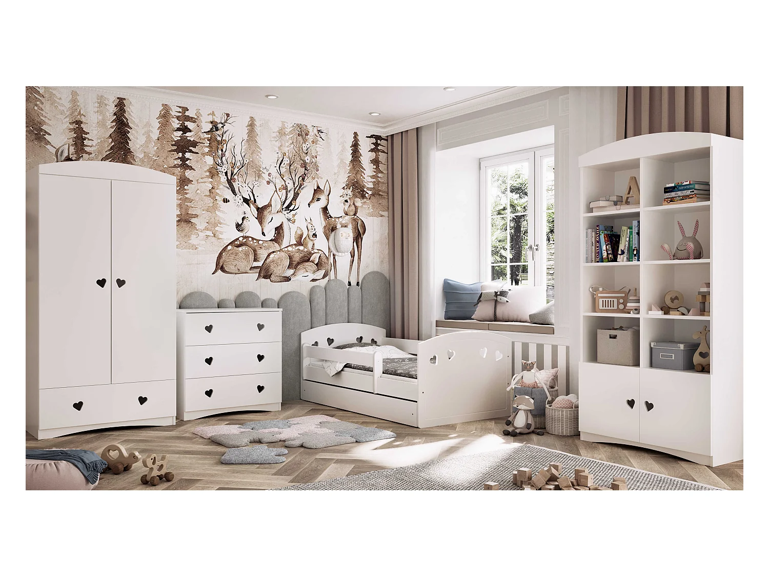 Schrank 2 Türen 1 Schublade Kocot Kids Julia - Weiß