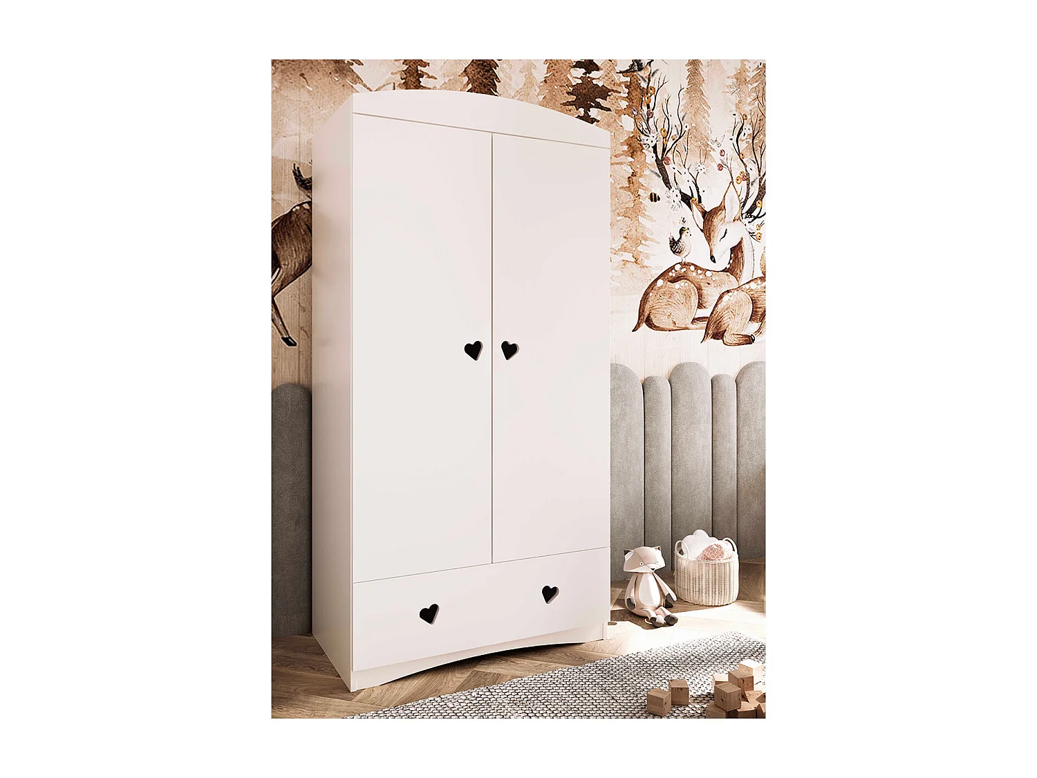 Armoire 2 portes 1 tiroir Julia - Blanc
