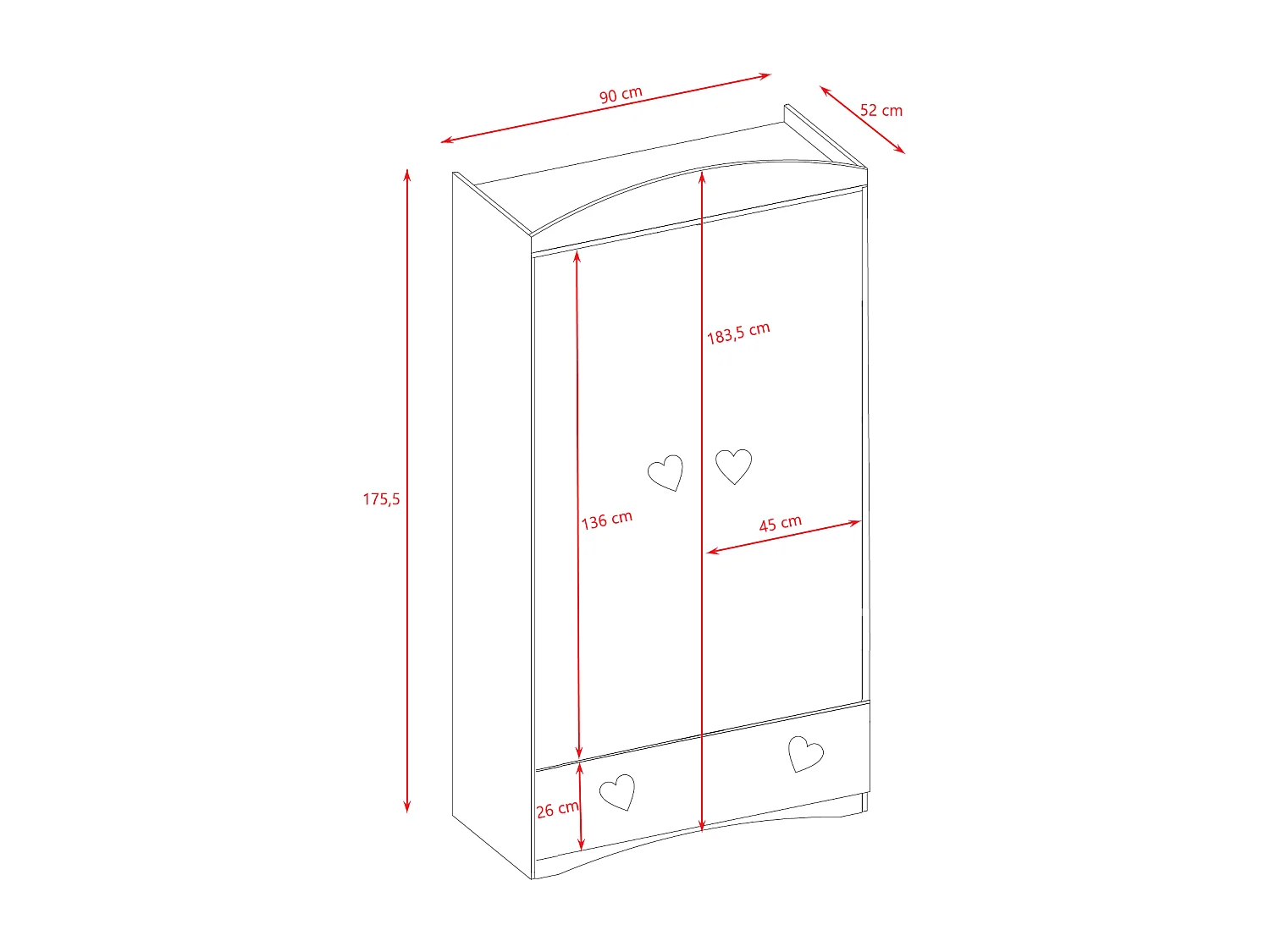 Armoire 2 portes 1 tiroir Julia - Blanc
