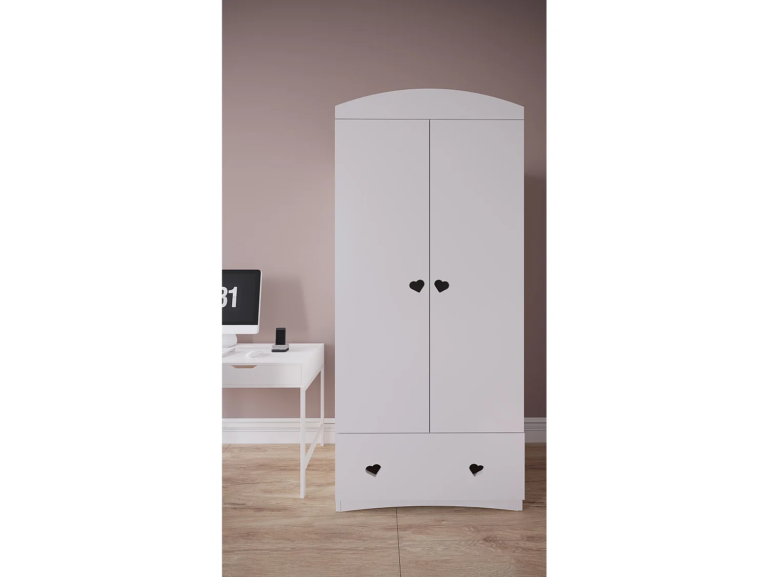 Armoire 2 portes 1 tiroir Julia - Blanc