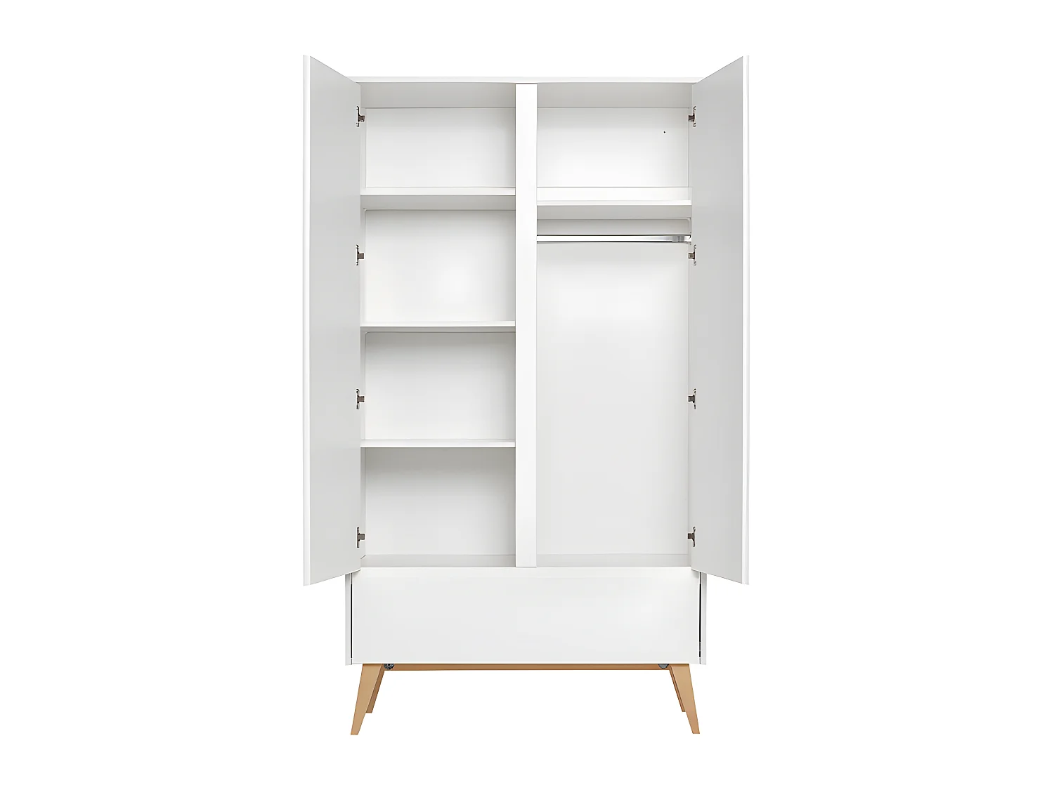 Armoire 2 portes 1 tiroir Swing - Blanc et bois