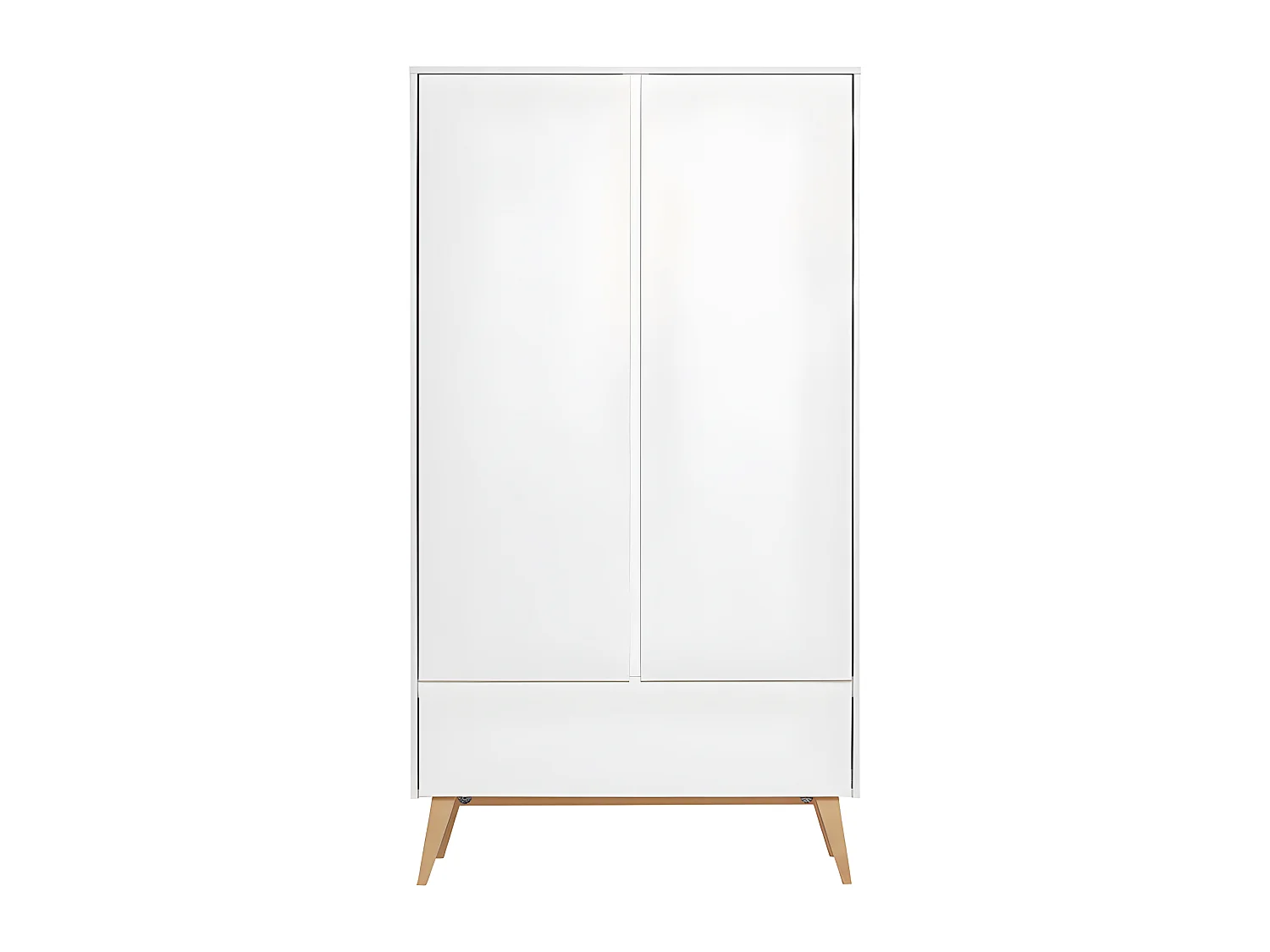 Armoire 2 portes 1 tiroir Swing - Blanc et bois