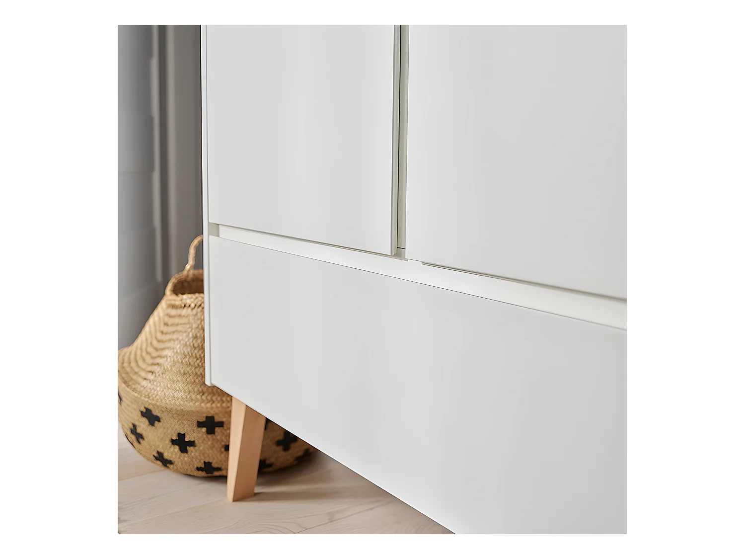 Armoire 2 portes 1 tiroir Swing - Blanc et bois