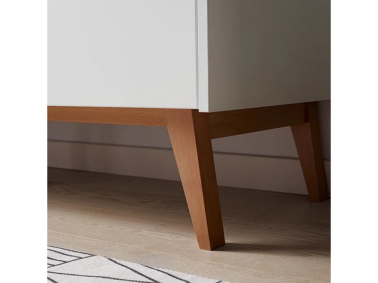 Armoire 2 portes 1 tiroir Swing - Blanc et bois