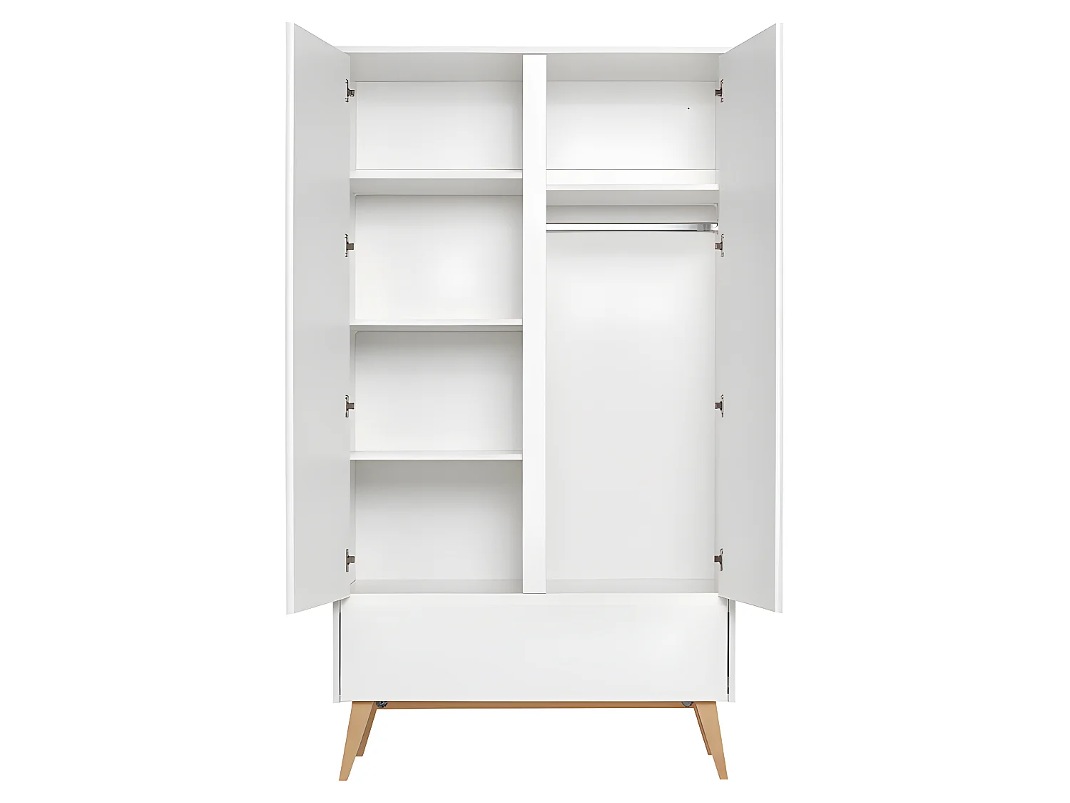 Armoire 2 portes 1 tiroir Swing - Blanc et bois