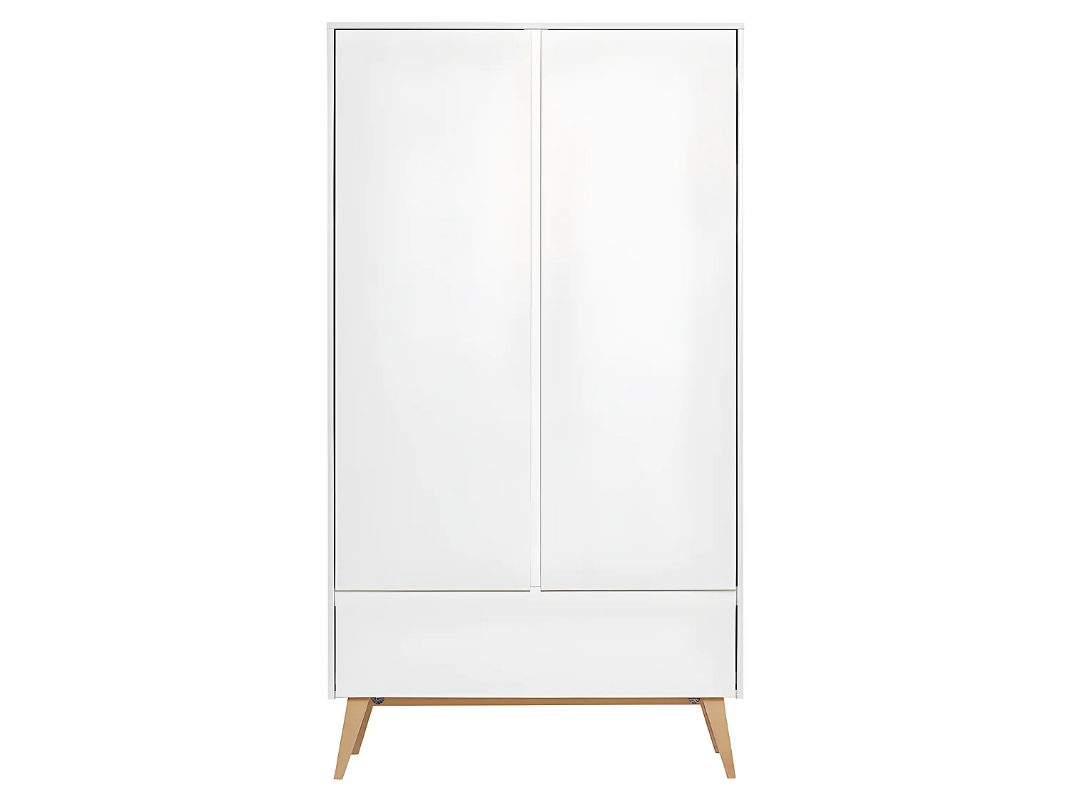 Armoire 2 portes 1 tiroir Swing - Blanc et bois
