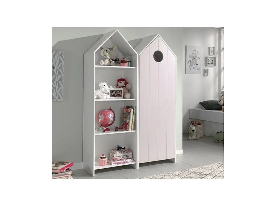 Armoire Enfant 4 Niveaux "Casami" 171cm Rose