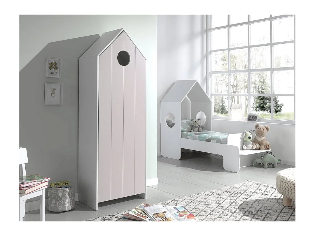 Armoire Enfant 4 Niveaux "Casami" 171cm Rose