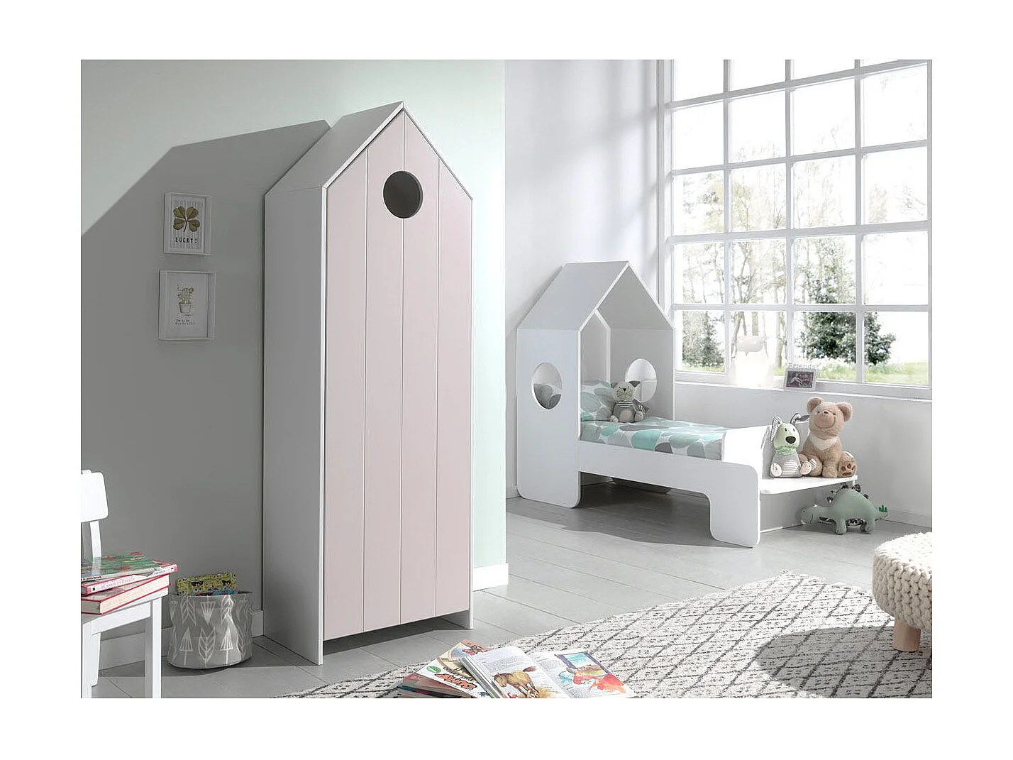 Armoire Enfant 4 Niveaux "Casami" 171cm Rose