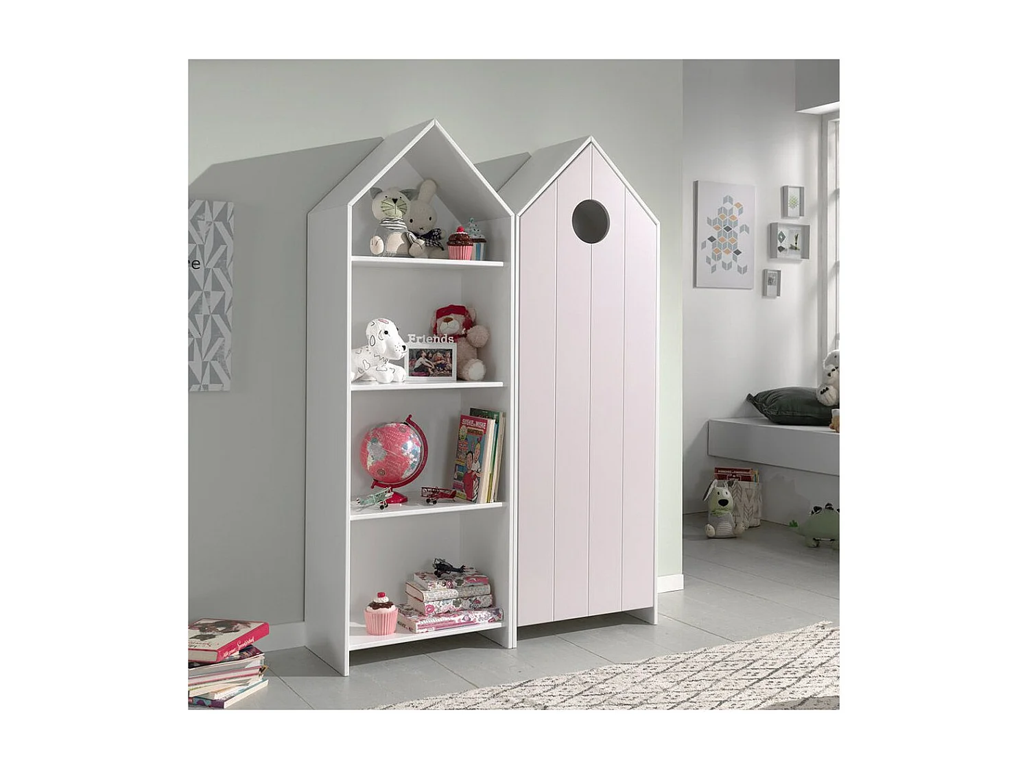 Armoire Enfant 4 Niveaux "Casami" 171cm Rose